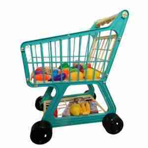 Carrito de supermercado celeste