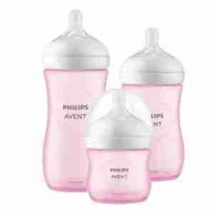 Mamaderas Natural Response Rosada Avent (3 unidades) 125 ml, 260 ml y 330 ml